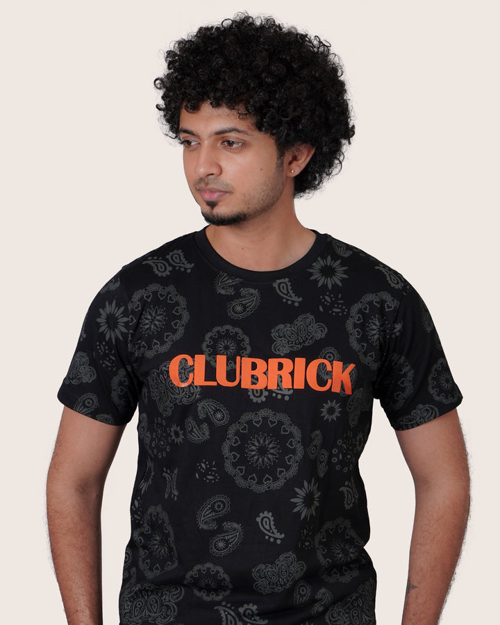Feathersoft Home Comfort Men's Crewneck T-Shirt: Rangoli Black