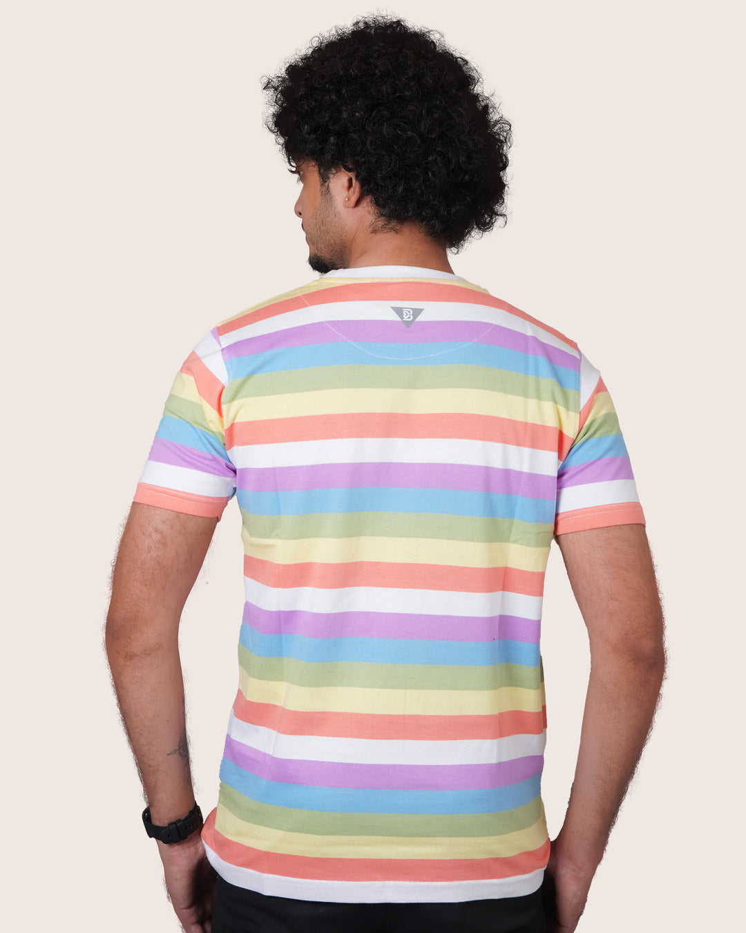 Feathersoft Home Comfort Men's Crewneck T-Shirt: Rainbow Stripe